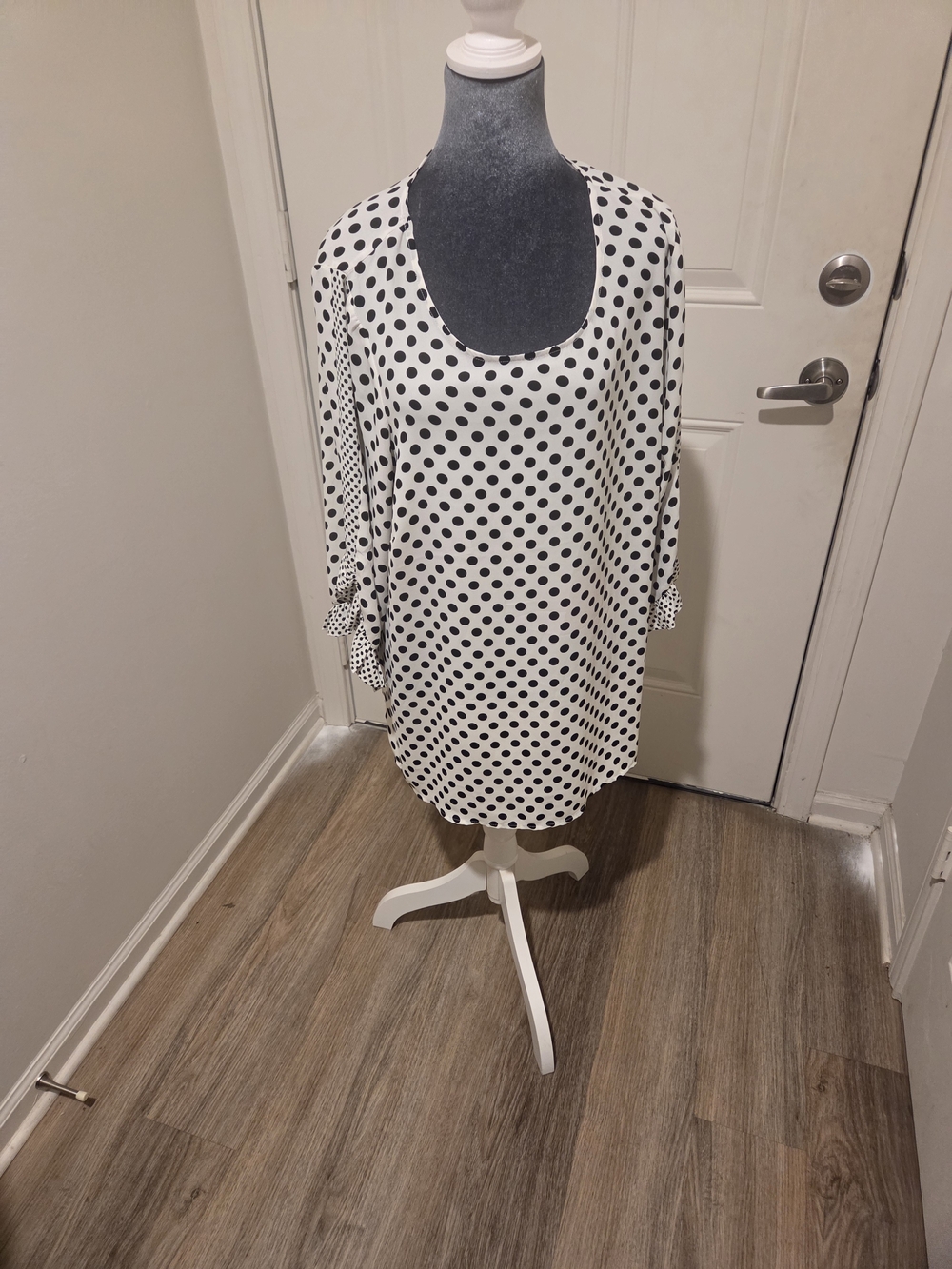 Rose & Olive White and Black Polka Dot Tunic